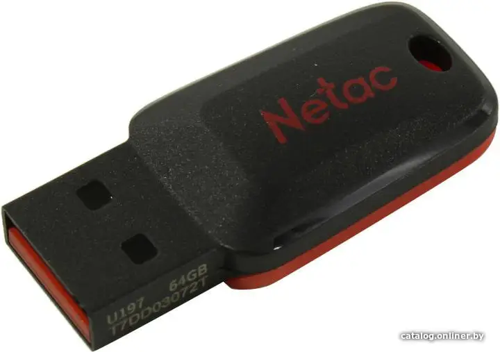 Купить Флеш Диск Netac 64Gb U197 NT03U197N-064G-20BK USB2.0 черный/красный, цена, опт и розница